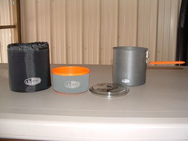 stuff sack, cup, lid and kettle
